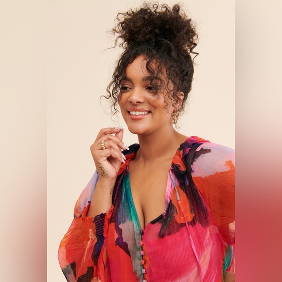 Anthropologie long sleeve floral dress Marais Printed Tiered Maxi - Picture 4 of 9